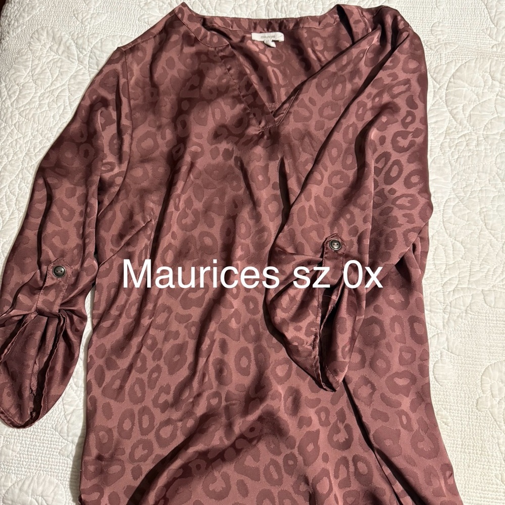 Maurices Women's Rose Leopard Print Top - 0X